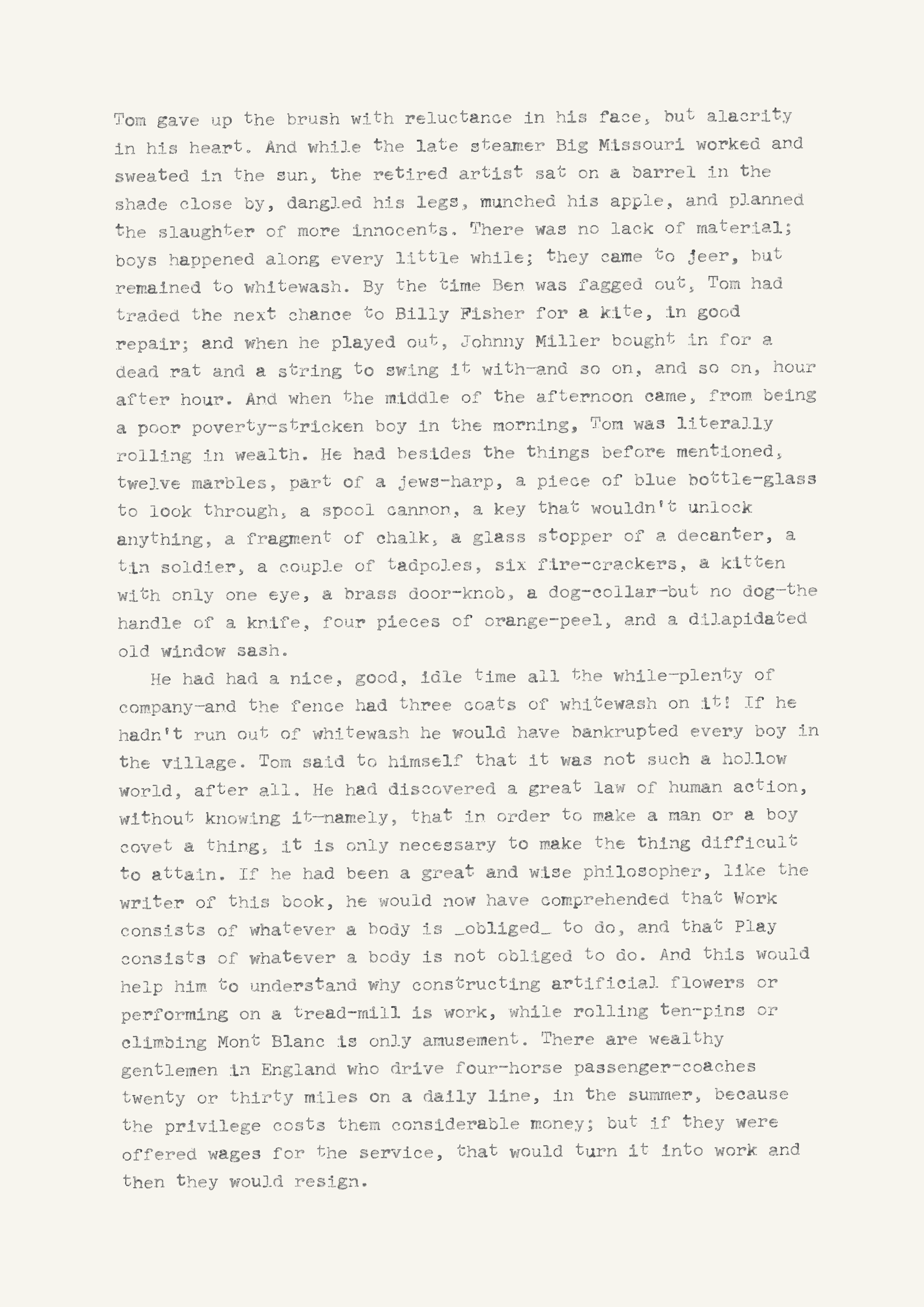 Zoomed detail from a typed page generated by Typomatique